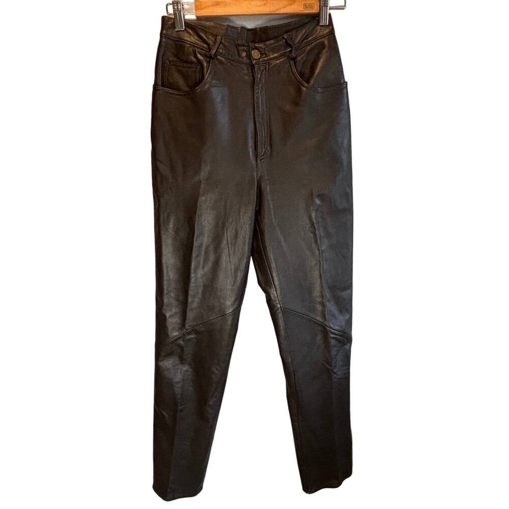 Vintage Vakko Sport Chocolate Brown Leather Pants - size 4